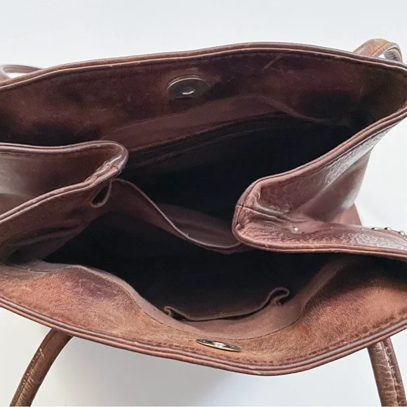 Vintage Western Brown Leather Hobo Bag with Calfskin Cross and Braided Details - Picture 7 of 7